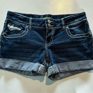Y2K Vintage Womens Shorts 9 Amethyst Low Rise Denim Cuffed Blue Jean Short